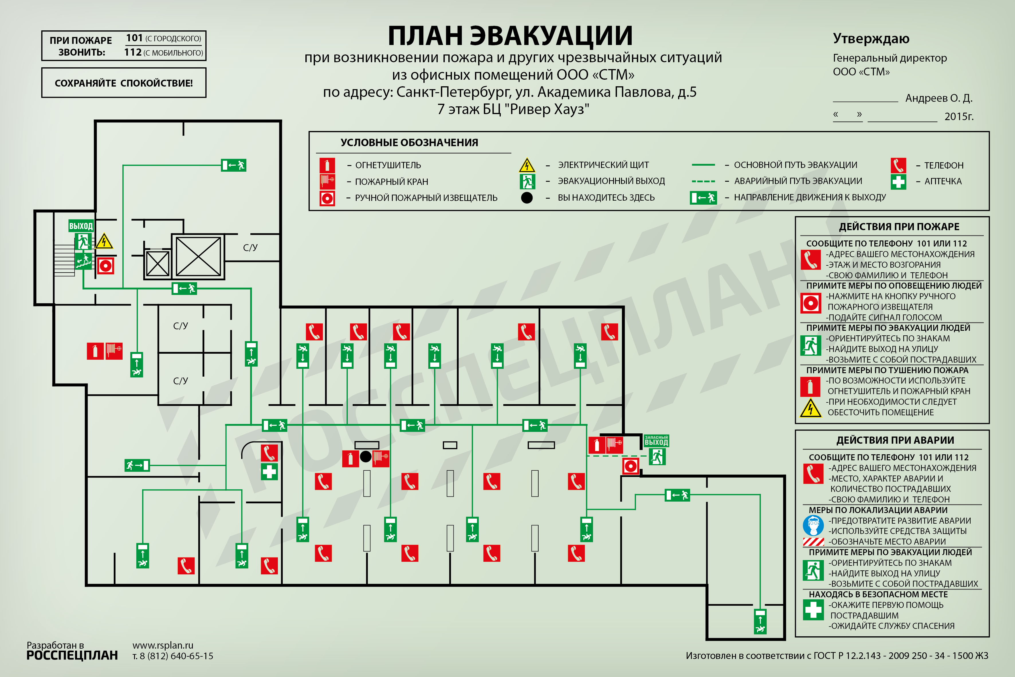 Какие размеры планов эвакуации выбирают в мм